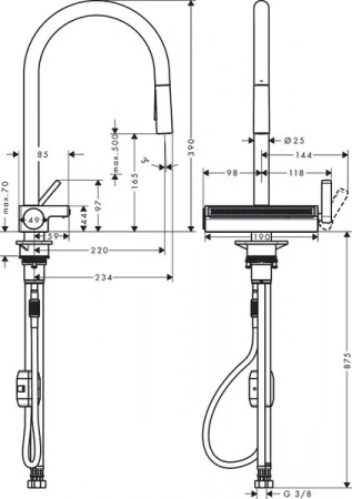 Фото смеситель для кухонной мойки hansgrohe aquno select 73837000