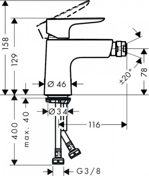 Фото смеситель для биде hansgrohe talis e 71721000_vstvo