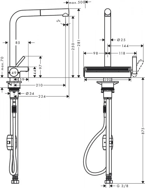 Фото смеситель для кухонной мойки hansgrohe aquno select 73836000