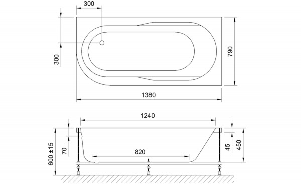 Фото акриловая ванна royal bath azur rb614200r 138x79 см