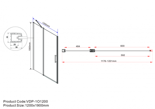Фото душевая дверь vincea orta 120 см vpp-1o120cl