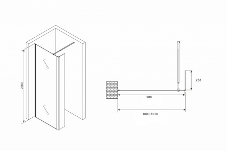 Фото душевая стенка abber immer offen 100 см ag66100b