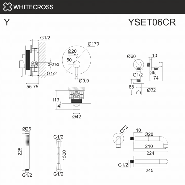 Фото душевой набор со встроенным смесителем whitecross y yset06cr, цвет: хром