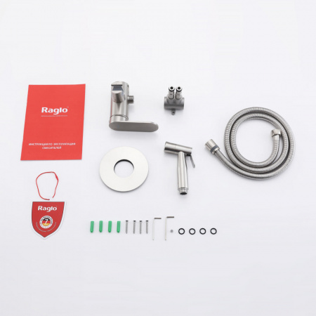 Фото встраиваемый смеситель с гигиеническим душем raglo цвет: сатин r10.52.05