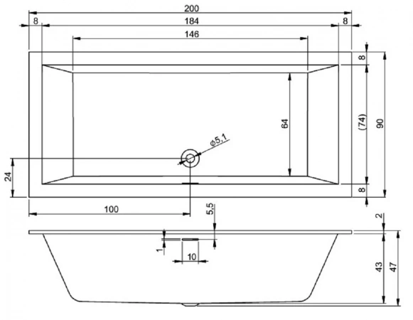 Фото акриловая ванна riho rethink cubic 200x90 см b110001005