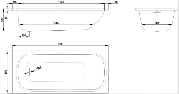 Фото стальная ванна bette form 180x80 см 2950-000adplus