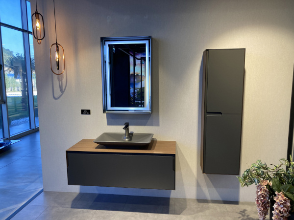Фото тумба с раковиной orka craft 120 см, цвет: орех/антрацит 5001127