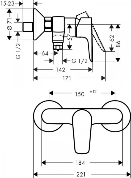 Фото смеситель для душа hansgrohe talis e 71760990