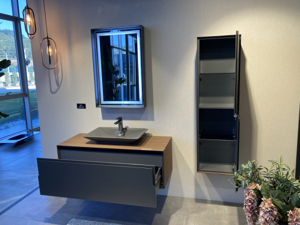 Фото тумба с раковиной orka craft 120 см, цвет: орех/антрацит 5001127