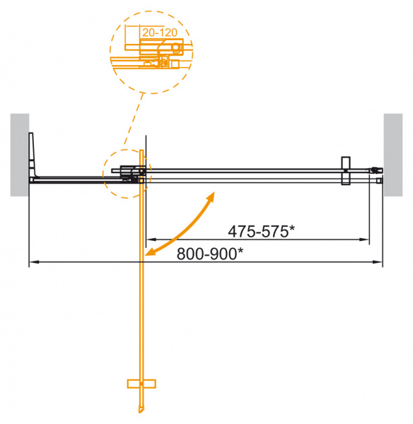 Фото душевая дверь cezares slider slider-b-1-80/90-grigio-cr 80 см