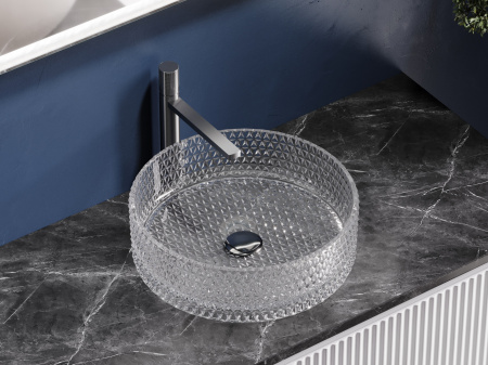 Фото раковина накладная ceramicanova cristal 36 см, цвет: прозрачный cn6062