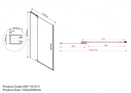 Фото душевая дверь vincea extra 110 см vdp-1e1011cgb