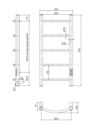 Фото электрический полотенцесушитель indigo arc lux 70/30 lcale70-30rt