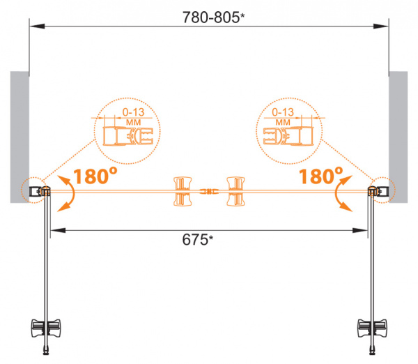 Фото душевая дверь cezares eco-o-b-2-90-c-cr 90 см