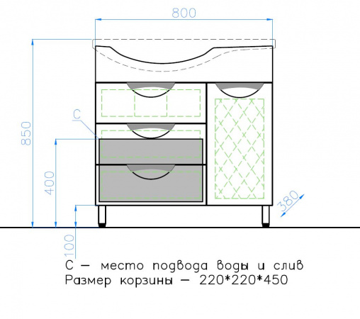 Фото тумба под раковину style line жасмин 80 см лс-00000527