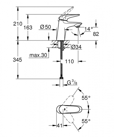 Фото смеситель для раковины grohe eurostyle 23715003
