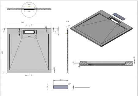 Фото поддон из искуственного камня esbano luxe 90x90 см esp-lx90w