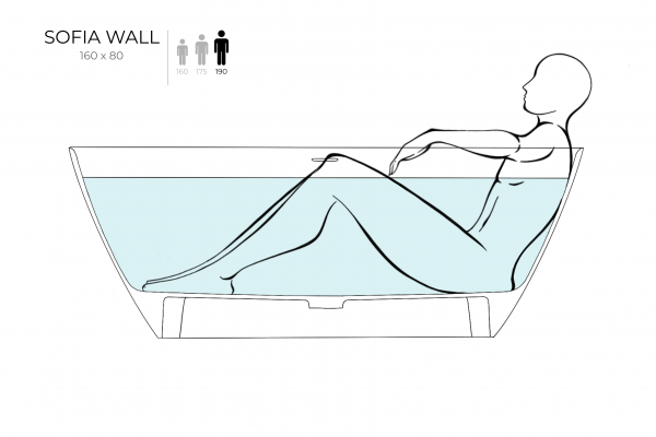Фото ванна из искусственного камня salini sofia wall 160x80 см 102527m матовая