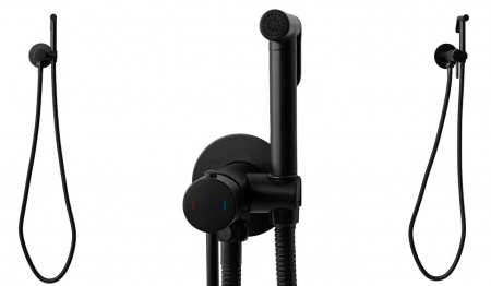 Фото встраиваемый смеситель с гигиеническим душем rea loop black mat rea-b8978