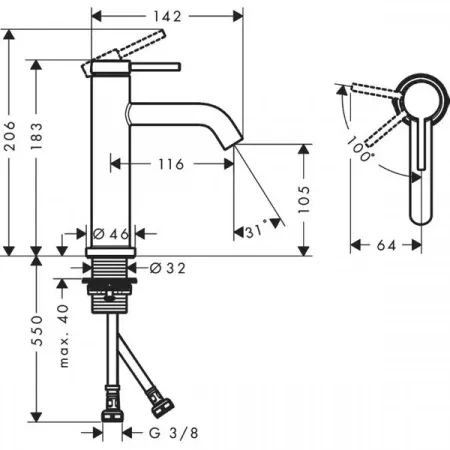 Фото смеситель для раковины hansgrohe tecturis s 73312140