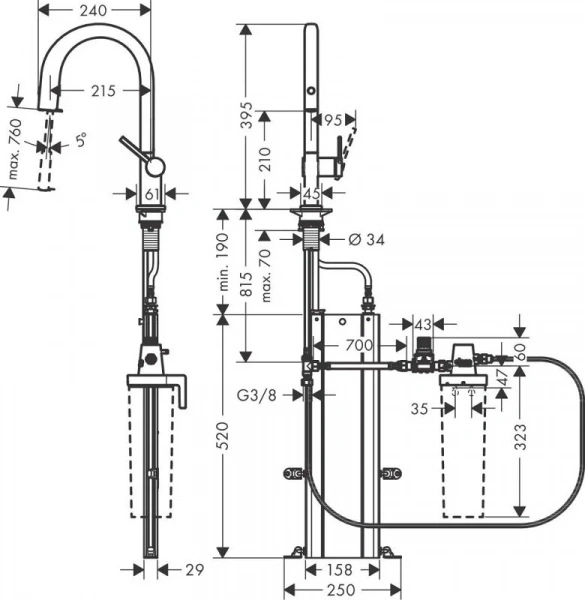 Фото смеситель для кухонной мойки hansgrohe aqittura 76826000