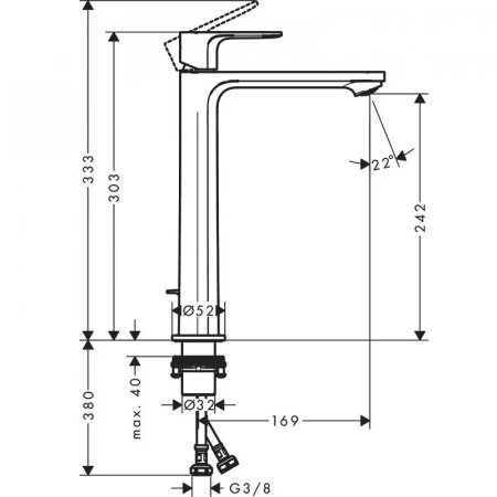 Фото смеситель для раковины hansgrohe rebris s 72590670