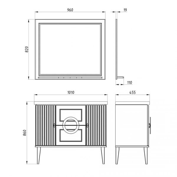 Фото тумба под раковину asb woodline федерика 100 см цвет: белый 80436