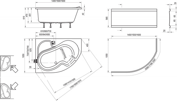 Фото акриловая ванна ravak rosa 140х105 см r cv01000000