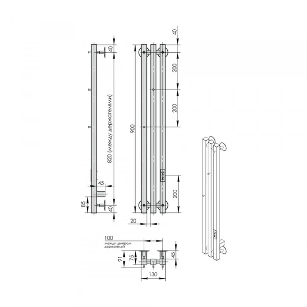 Фото электрический полотенцесушитель indigo style 3 pro 90/13 lspre90-13brrt