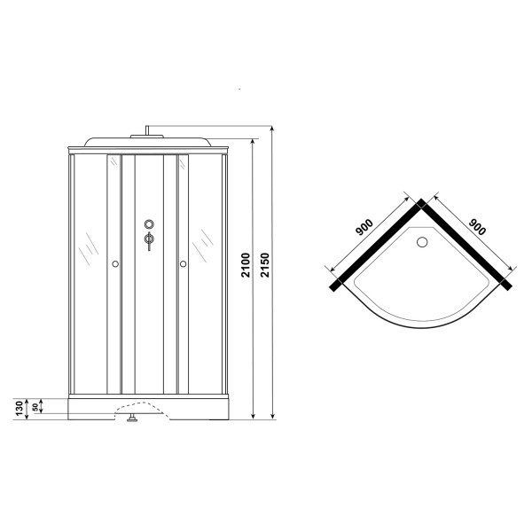 Фото душевая кабина loranto 90x90 см cs-981тм/w