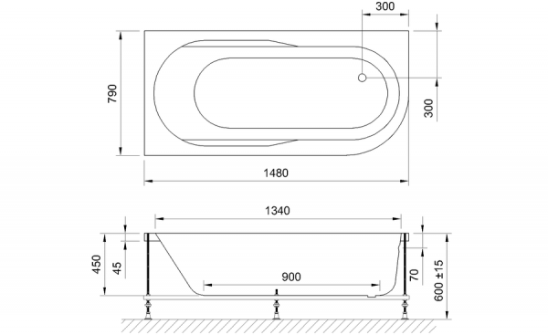 Фото акриловая ванна royal bath azur rb614201l 148x79 см