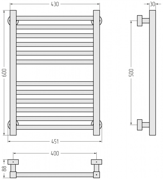 Фото водяной полотенцесушитель сунержа модус pro 60x40 см цвет : золото 03-0450-6040