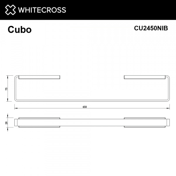Фото полотенцедержатель 45 см whitecross cubo cu2450nib, цвет: никель брашированный