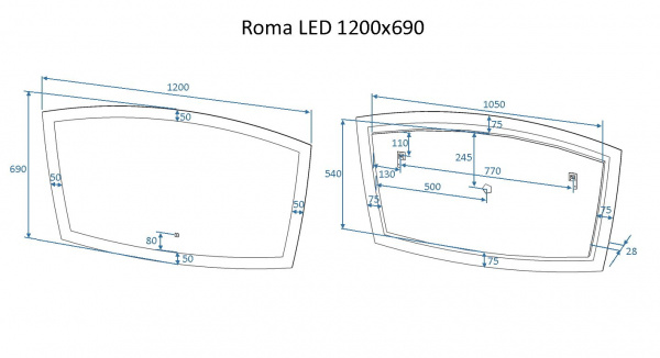 Фото зеркало art&max roma 120 см am-rom-1200-700-ds-f