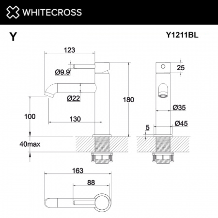 Фото смеситель для раковины whitecross y y1211bl, цвет: черный