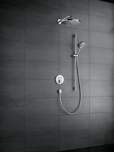 Фото верхний душ с держателем hansgrohe raindance select s 300 2jet 27378400