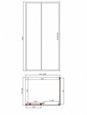 Фото душевое ограждение bandhours smart/flat-glass 812 черный матовый 100x80 см