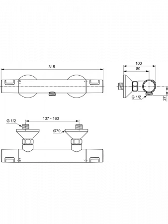Фото смеситель для душа ideal standard ceratherm t25 термостатический a7201aa