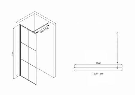 Фото душевая стенка abber immer offen 120 см ag62120b8