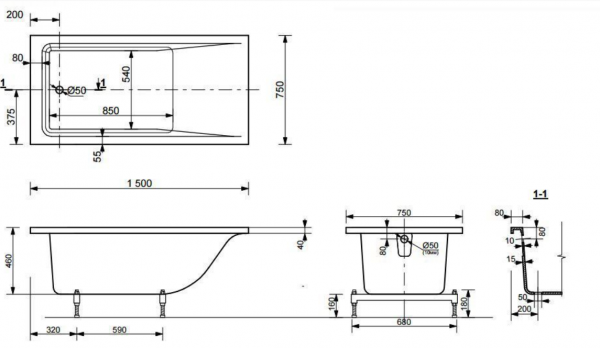 Фото ванна из искусственного камня bogema sofix 150 x 75 см vs15075