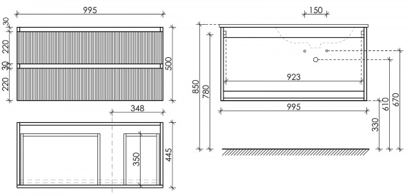 Фото тумба под раковину sancos snob r 100 см, цвет: doha soft snr100rsm