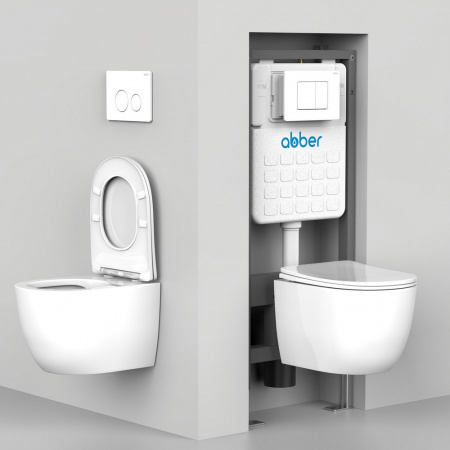 Фото унитаз с инсталляцией abber bequem ac1100t-ac0105-ac0121mmg