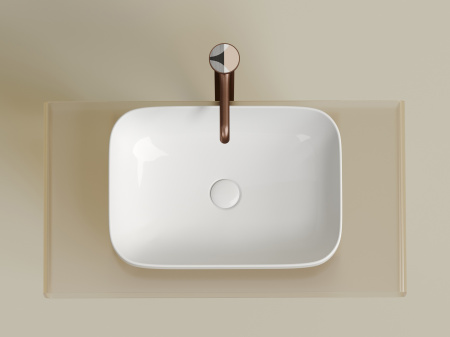 Фото раковина накладная ceramicanova element 50 см, цвет: белый cn6055