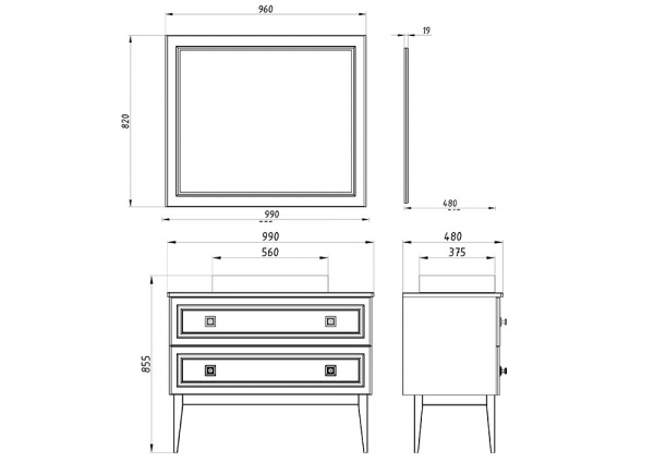 Фото зеркало asb woodline каталина 100 см цвет: слоновая кость 12083