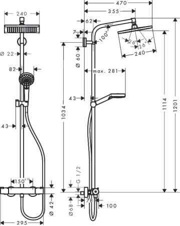 Фото душевая стойка hansgrohe crometta 27281000