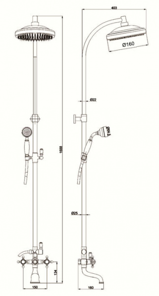 Фото душевая стойка timo nelson sx 1090 antique, цвет: антик