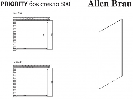 Фото душевая стенка allen brau priority 80 3.31014.ba серебро