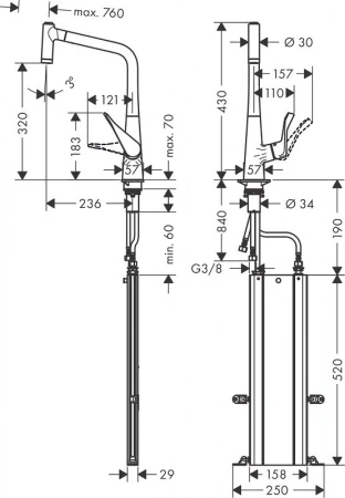 Фото смеситель для кухонной мойки hansgrohe metris 73801800