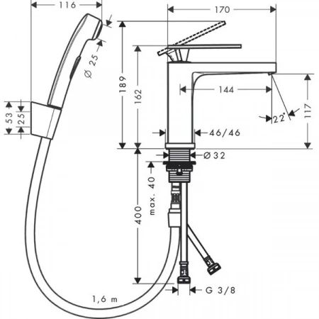 Фото смеситель для раковины hansgrohe tecturis e 73210000