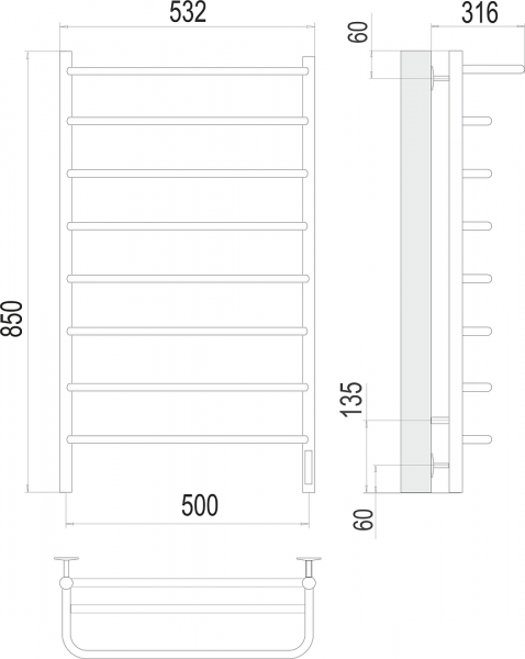 Фото электрический полотенцесушитель terminus полка п8 50x85 см 4670078524836